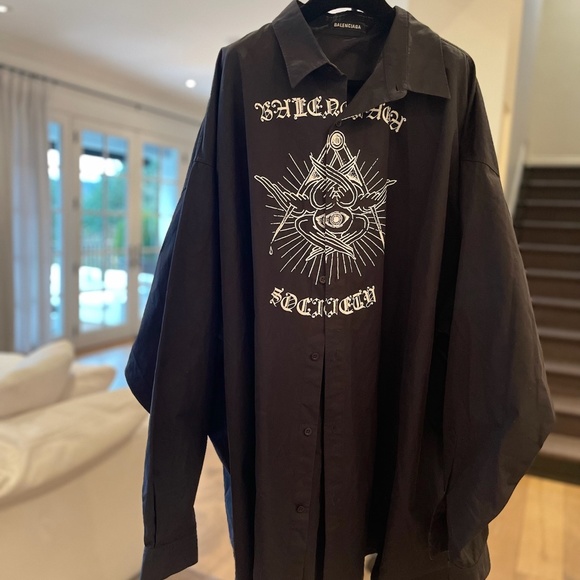 Balenciaga Free Your Mind Long Sleeve Button Down Collard Shirt - Picture 6 of 7